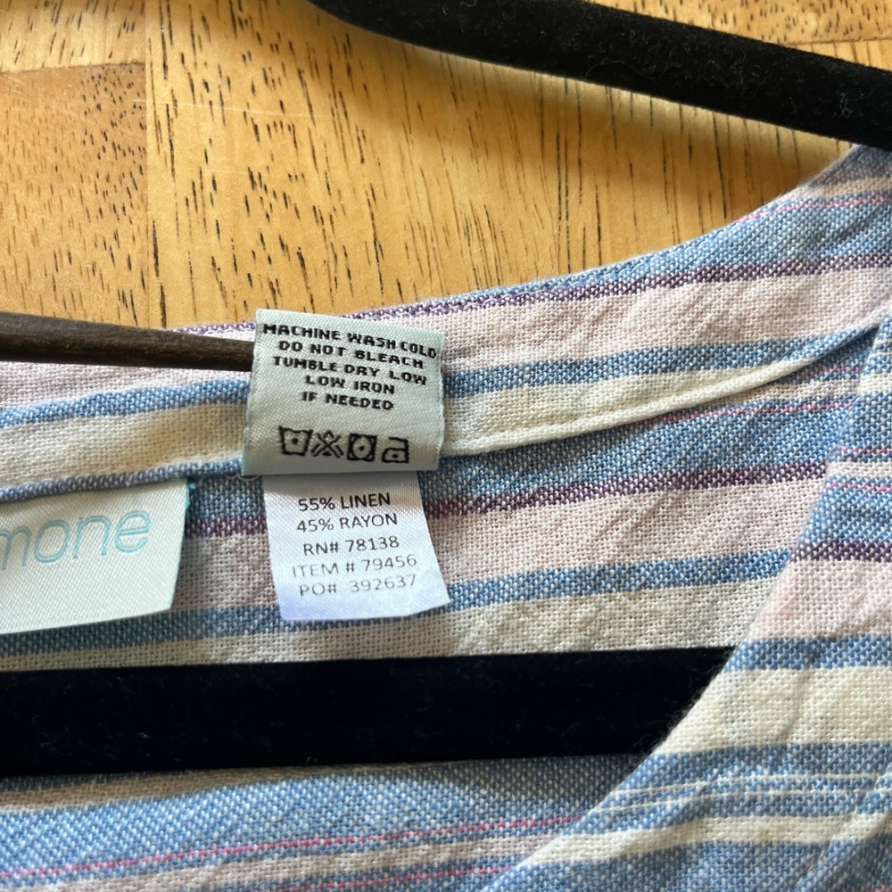 Ella Simone Linen & Rayon Striped Boho Peasant Shift Dress With Pockets X-Large - Picture 3 of 9
